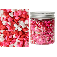 100g Red Pink and White Mini Hearts Sprinkles
