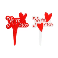 Yo Te Amo ( Red & White )- Cupcake Picks - 8 Pieces