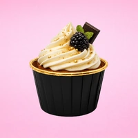 Black - Metallic Cupcake Liners - 50Pcs 