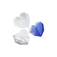Single Cavity 3D Geometric Diamond Heart Silicone Cake Mould