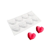 8 Cavity 3D Geometric Diamond Heart Silicone Cake Mould