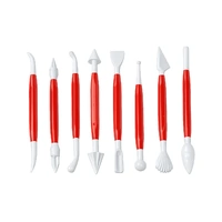 Set Of 8 Modelling Tools For Flowers / Sugar Paste / Fondant - Red