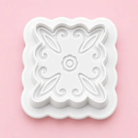 Square Plaque Scroll Design 2Piece Plunger Cutter Set - Fondant Gumpaste Tools