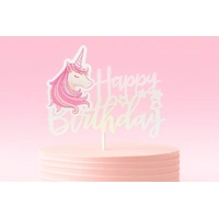 Happy Birthday - Unicorn Laser - Paper Cake Topper