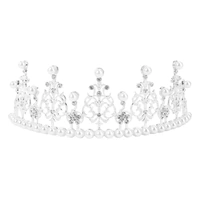 Silver Pearl Accent Tiara / Crown- 145mm Diameter - Cake Topper