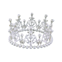 Silver 8 Petal Faux Pearl Accent Crown / Tiara - 120mm Diameter - Cake Topper