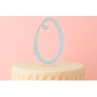12cm Diamante Number 0 - Rhinestone Cake Topper Monogram Birthday Anniversary