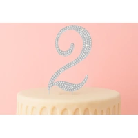 12cm Diamante Number 2 - Rhinestone Cake Topper Monogram Birthday Anniversary