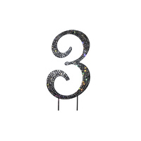 12cm Diamante Number 3 - Rhinestone Cake Topper Monogram Birthday Anniversary