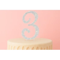 12cm Diamante Number 3 - Rhinestone Cake Topper Monogram Birthday Anniversary
