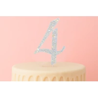 12cm Diamante Number 4 - Rhinestone Cake Topper Monogram Birthday Anniversary