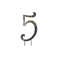 12cm Diamante Number 5 - Rhinestone Cake Topper Monogram Birthday Anniversary