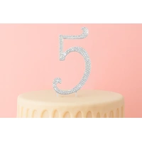 12cm Diamante Number 5 - Rhinestone Cake Topper Monogram Birthday Anniversary