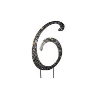 12cm Diamante Number 6 - Rhinestone Cake Topper Monogram Birthday Anniversary