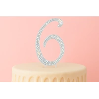 12cm Diamante Number 6 - Rhinestone Cake Topper Monogram Birthday Anniversary