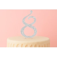 12cm Diamante Number 8 - Rhinestone Cake Topper Monogram Birthday Anniversary