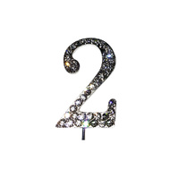 4.5cm Diamante Number 2 - Rhinestone Cake Topper Monogram Birthday Anniversary