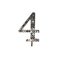 4.5cm Diamante Number 4 - Rhinestone Cake Topper Monogram Birthday Anniversary
