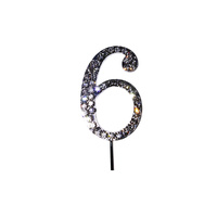 4.5cm Diamante Number 6 - Rhinestone Cake Topper Monogram Birthday Anniversary