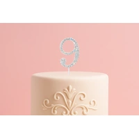 4.5cm Diamante Number 9 - Rhinestone Cake Topper Monogram Birthday Anniversary